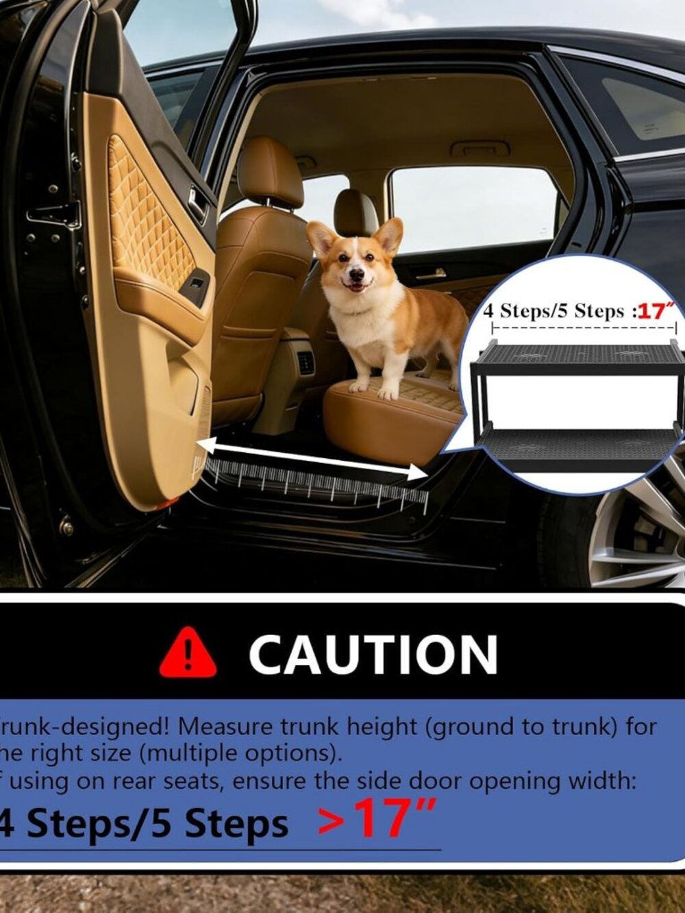Dog Steps for Car, Truck, SUV, Dog Stairs for Car with Upgraded Non-Slip Surface - Picture 7 of 10